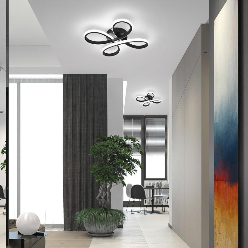 Camelia 4-Light Black LED Flush Mount, 6500K