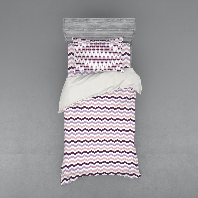 Ensemble de housse de couette ferme en microfibre pâle / rose / mauve, Housse de couette simple TG + 2 articles suppléme