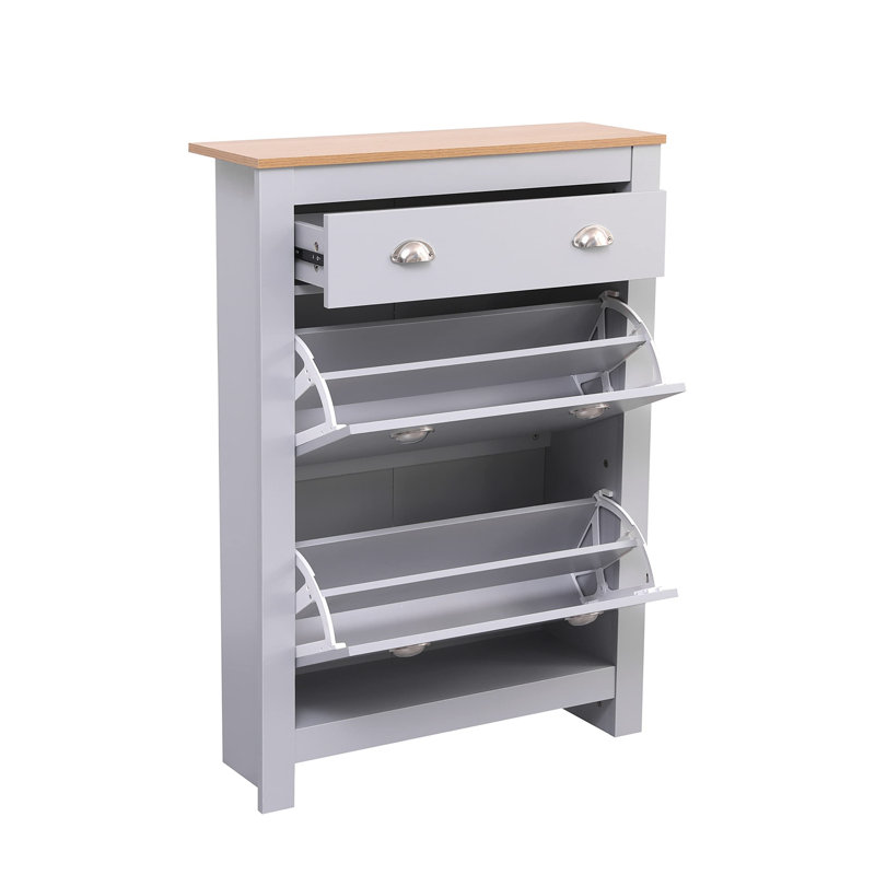 12 Pair Shoe Storage Cabinet, Grey