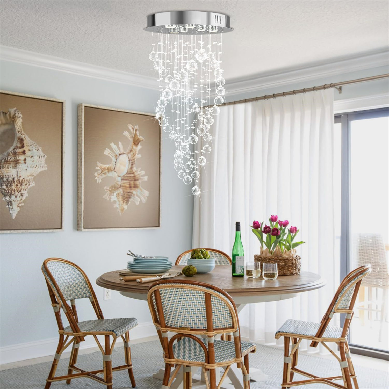 Exquisite LED Crystal Chandelier by House of Hampton, image size:1502x1502