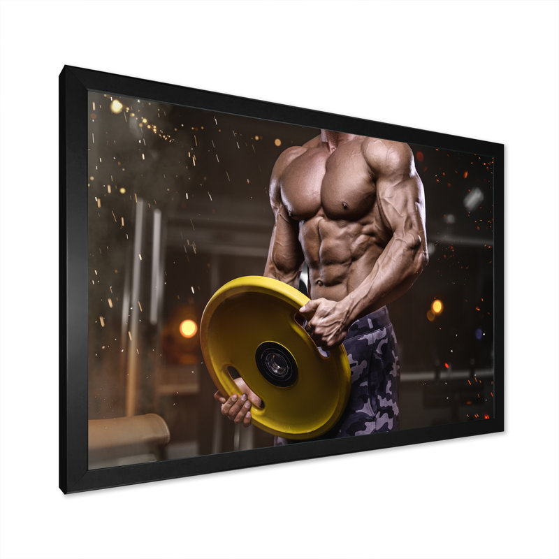 Haltères musclés, H 30 po x l 40 po x P 1,5 po, Cadre photo noir