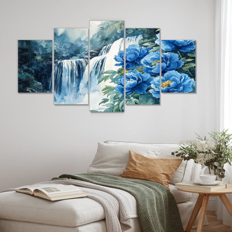 Pivoines par la cascade V - par Wall Art - décoration murale traditionnelle diamant