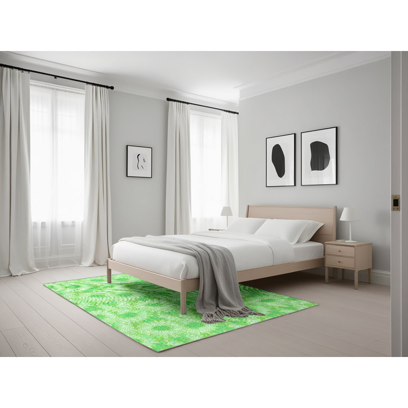 Tapis vert en laine Zimmer, Rectangle 5 pi x 7 pi