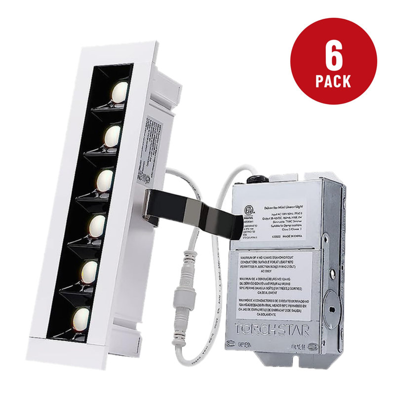 Linear 7" LED Recessed Linear Light with J-Box, Grille Anti-Glare Mini Slot Light, Dimmable
