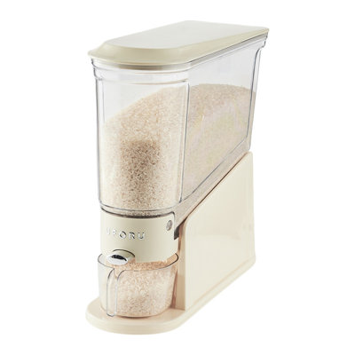Cereal Storage Container, Rice Dispenser for Kitchen Organization, Slim Grain Storage Container with Push-Button (11Lbs,White)