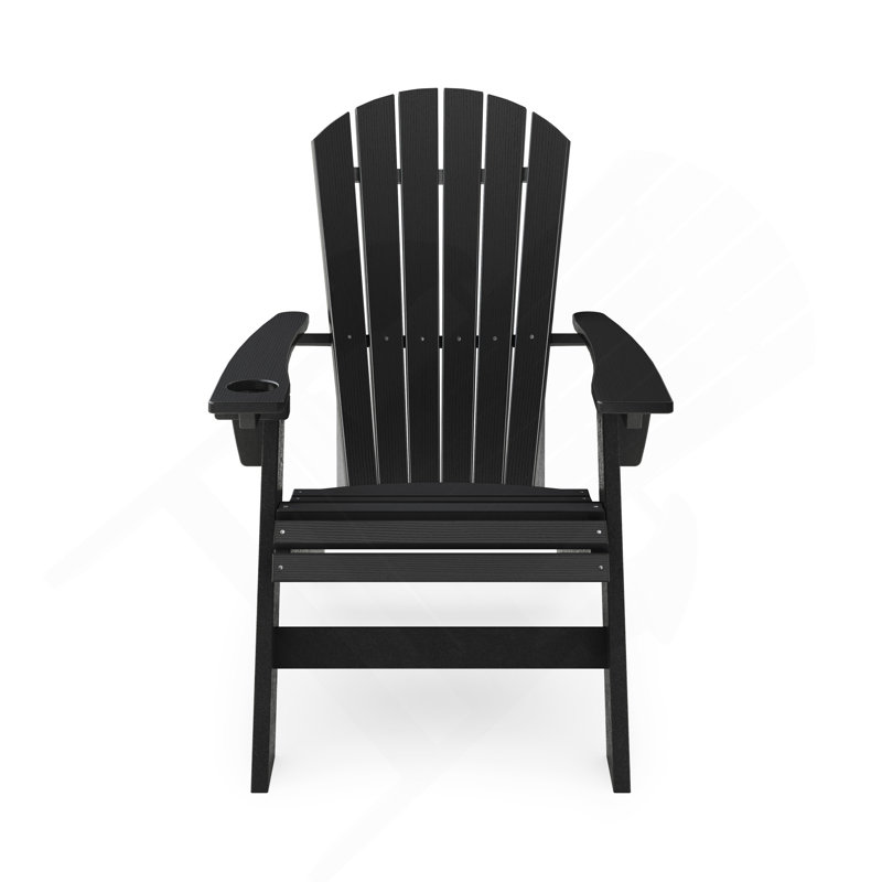 Black Adirondack Chair – Sturdy Hdpe Poly Lumber For Poolside, Patio, and Garden Relaxation, Black