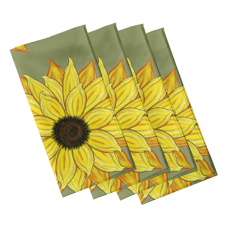 Vieux Polyester Floral Square Napkin, 18" W x 18" L, Green