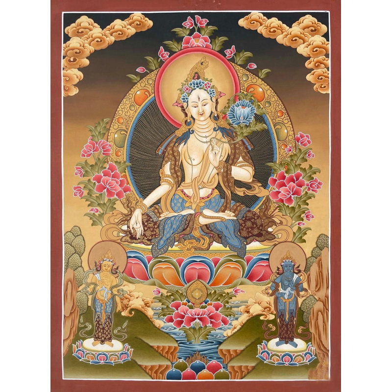 Déesse blanche Tara Thangka (Brocadeless Thangka)