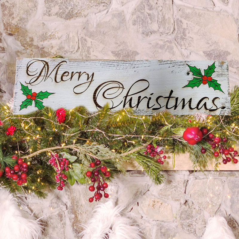 Enseigne gravée « Merry Christmas », Blanc