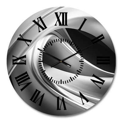 Silver Speed Fractal Wave II - Bicycle Black Face Wall Clock
