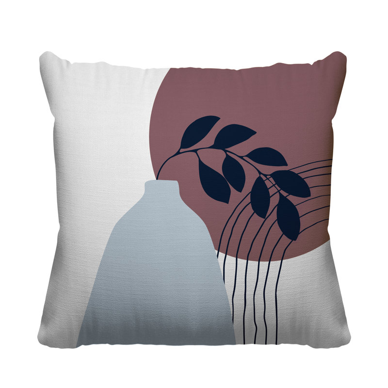 Coussin décoratif intérieur / extérieur Corini, L 19 po x H 19 po, Mauve / bleu marine / gris