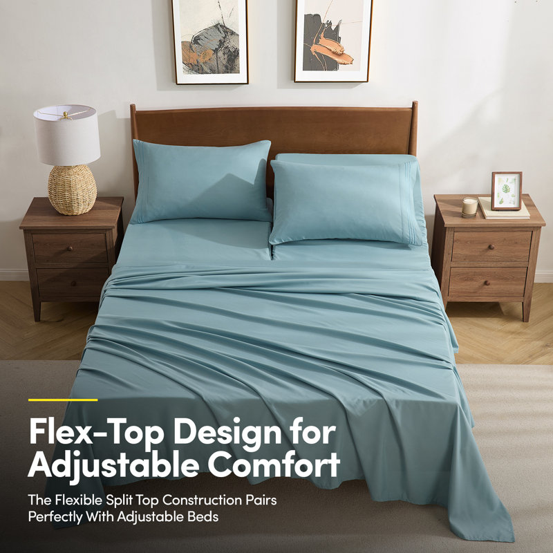 Ensemble de draps luxueux en microfibre 1800, Bleu brumeux, Très grand séparé