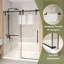 Porte de douche coulissante sans cadre en acier inoxydable noir 44 à 48 pouces-124032247
