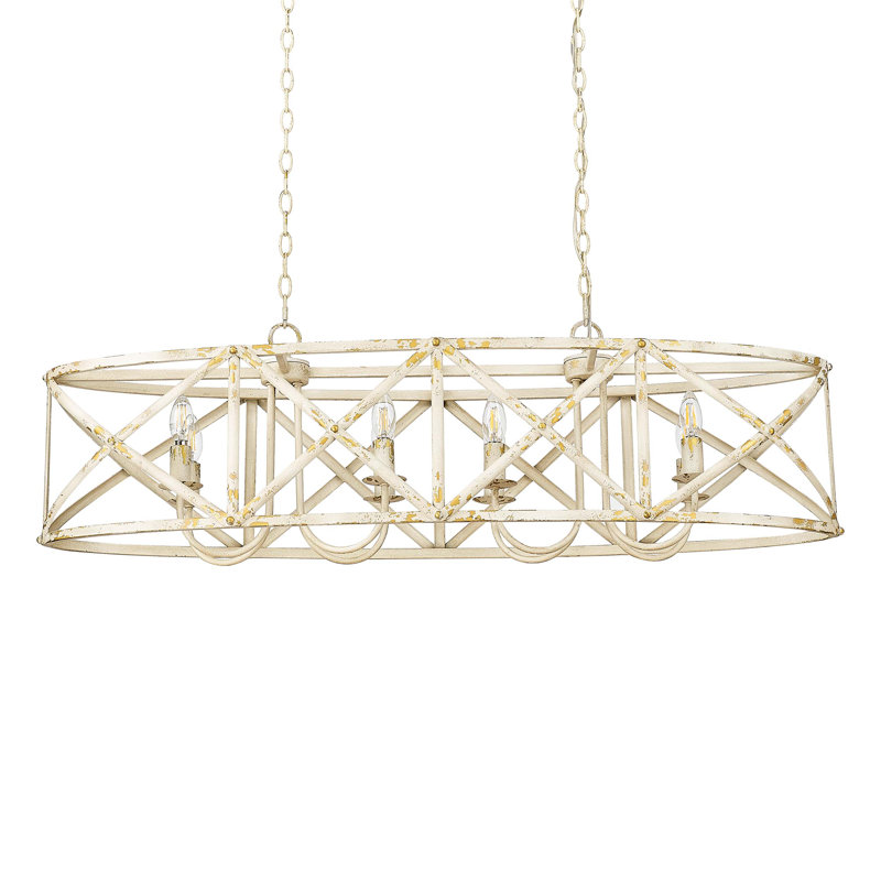 Luminaire suspendu linéaire sans abat-jour Bova, Ivoire antique