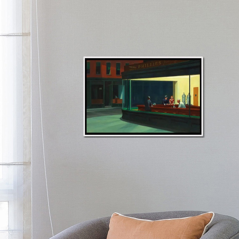 « nighthawks, 1942 » par edward trémie-impression, Toile blanche encadrée, H 18 po x l 26 po x P 1,5 po