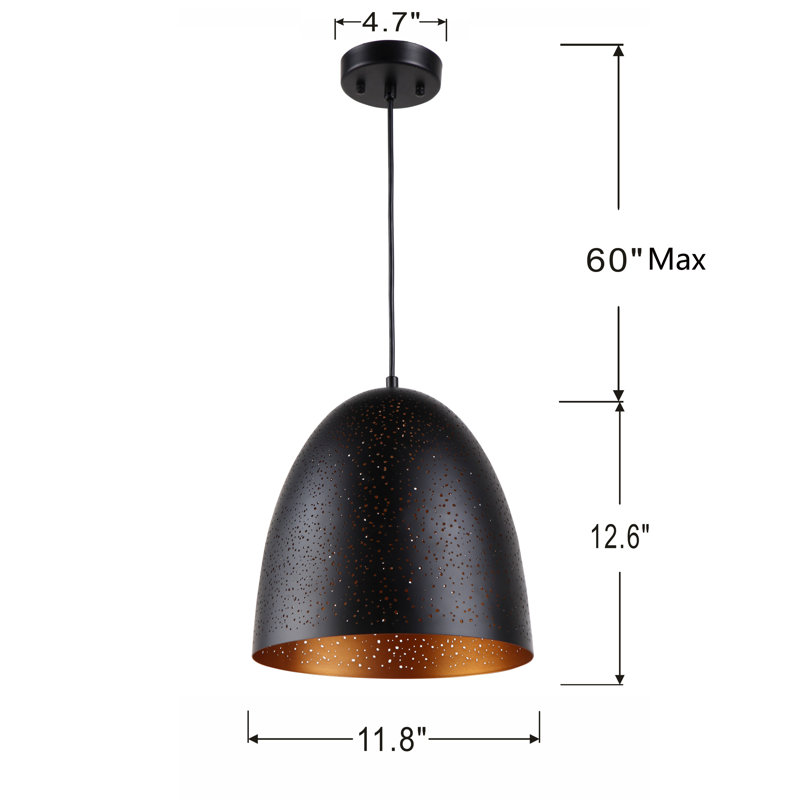 Luminaire suspendu en forme de cloche à 1 lumière Poitiers