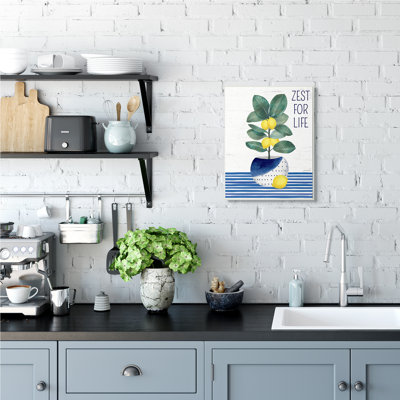 Zest for Life Lemon Plant Blue Stripes par Jennifer Pugh - impression