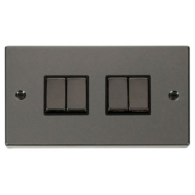 Black Nickel 10A 4 Gang 2 Way Ingot Light Switch