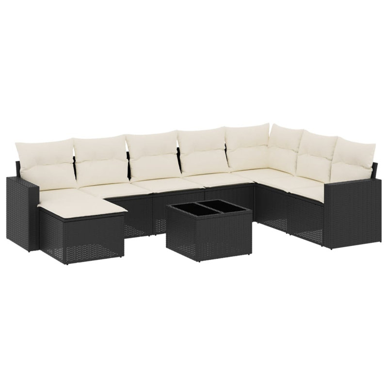Ensemble de canapé de jardin Vidaxl noir, blanc crème