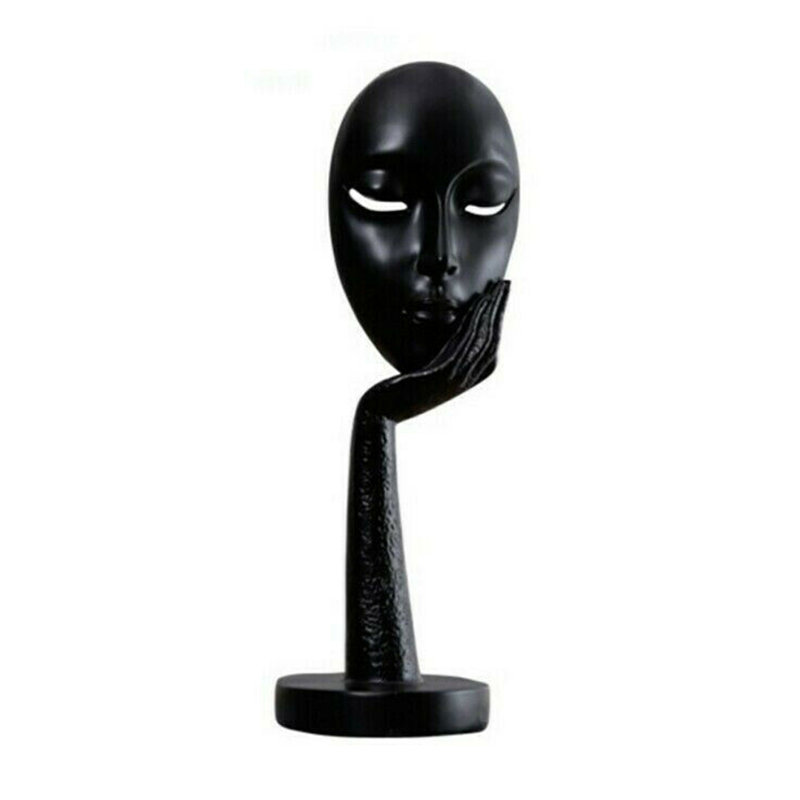 Adsett Face Sculpture, Black, 37cm H x 11.5cm W x 11.5cm D