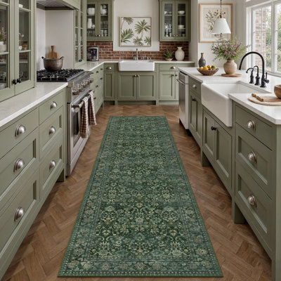 Kitty Machine Washable Oriental Area Rug with Non-Slip Backing