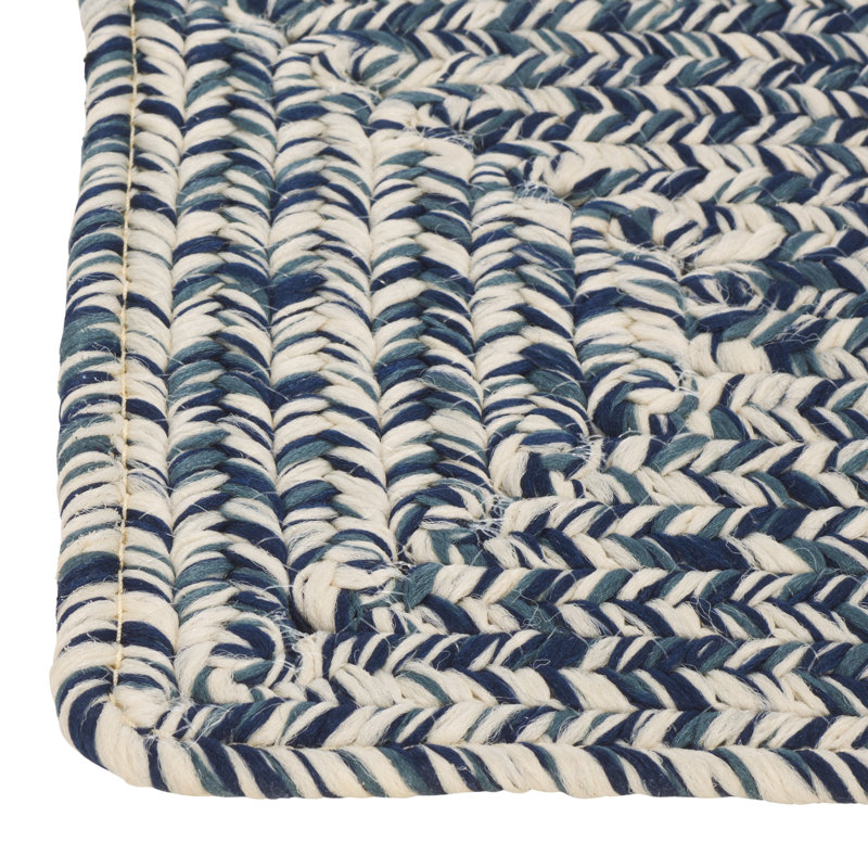 Tapis performance tissé à la main tressé à marches d'escalier 201, Bleu foncé / ivoire, 3