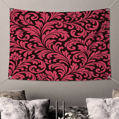 Pink Floral Damask Wall Tapestry - Damask Wall Decor