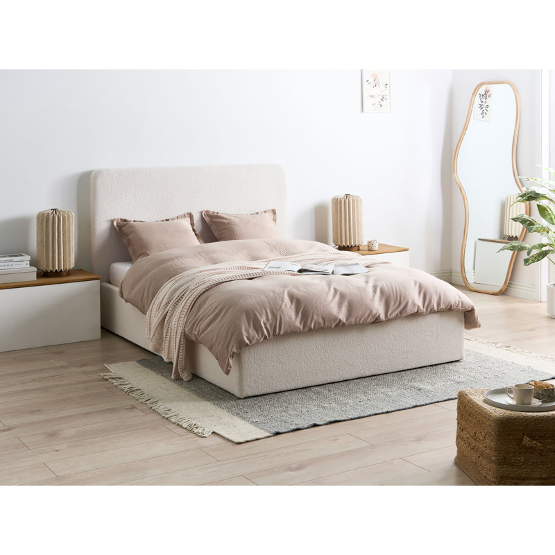 Upholstered Lift Up Storage Ottoman Bed, European Double (140 x 200 cm), White