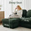 Canapé modulaire en L de 105 po en chenille verte avec repose-pieds et siège profond, assemblage facile-459944749
