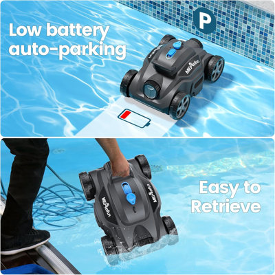 Aspirateur robot amélioré pour piscine creusée, MAX Last 110 Mins & Clean 1076 Sq. Ft for Robot de piscine hors terre et creusé - Outils de nettoyage automatiques pour piscines 5800mah
