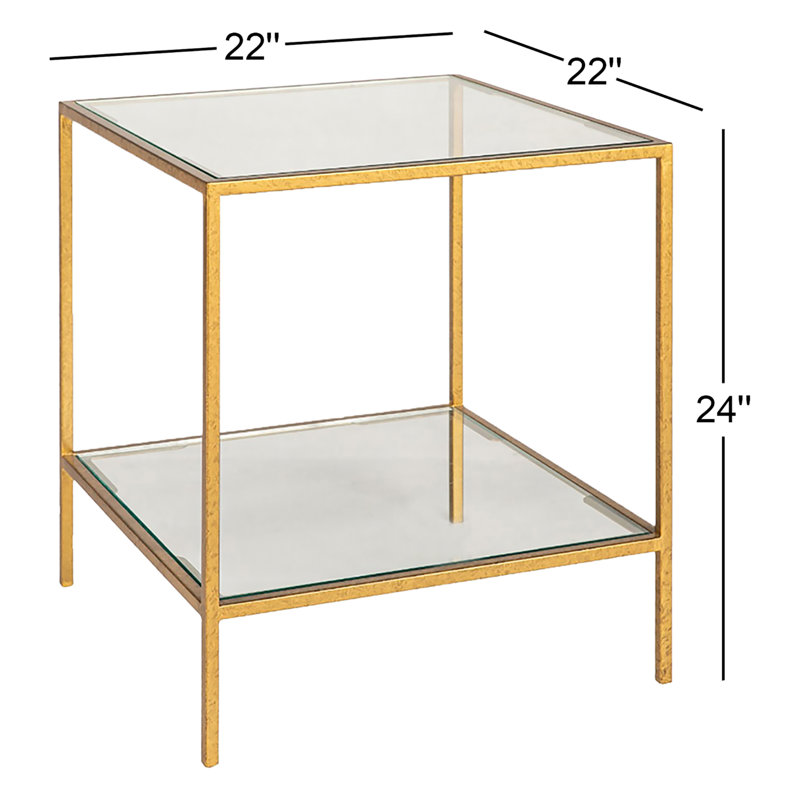 Kayce Glass End Table with Storage, Royal Gold
