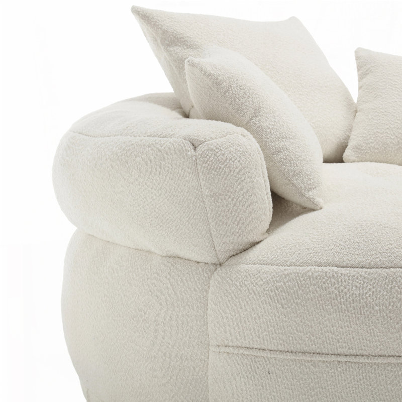 Méridienne rembourrée Roosendaal, Beige Boucle