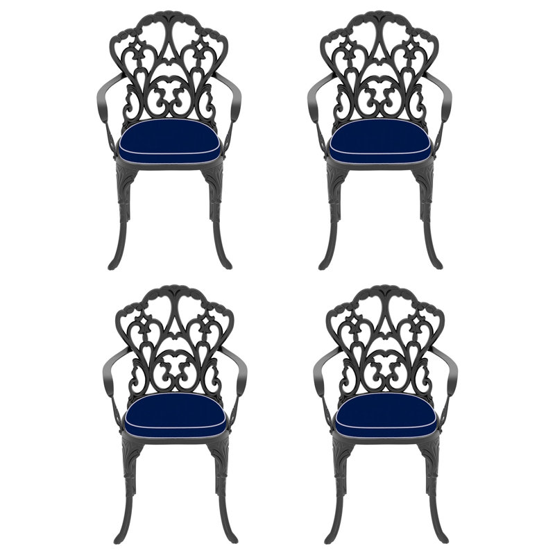 Akiesha Patio Dining Set Round Table with Cushions Included, 22.05" D x 21.65" W x 35.83" H, 6