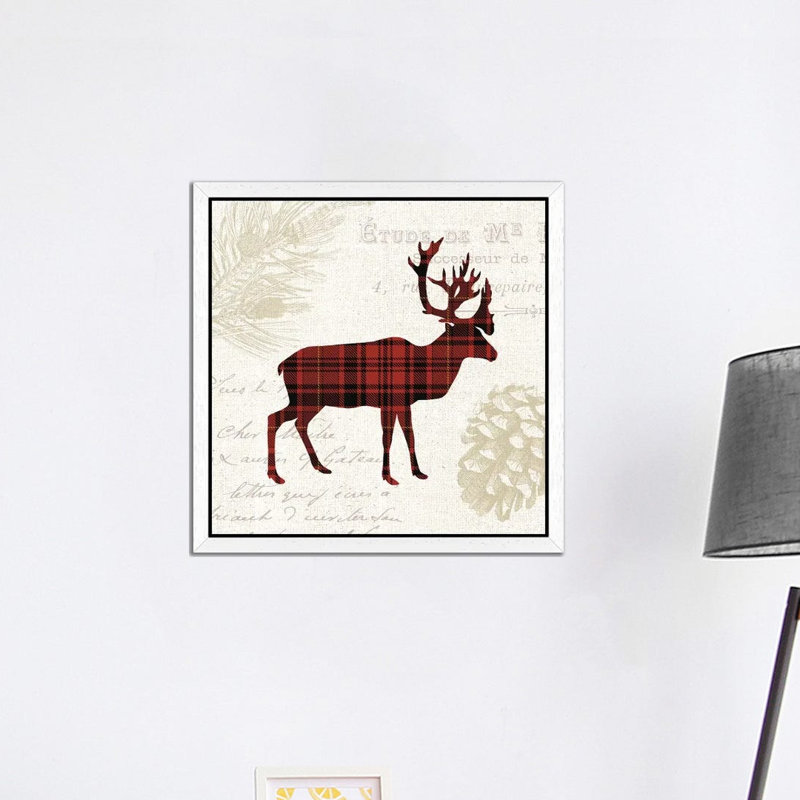 Plaid Lodge I by Wild Apple Portfolio - Print on Canvas, White Framed, 93.98 cm H x 93.98 cm W