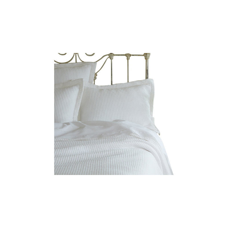Hudson Stripe Single Coverlet, Queen, White