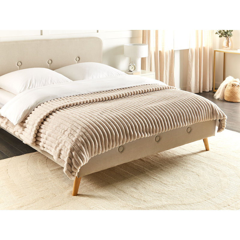 RAKYA Polyester Striped Bedspread, Beige