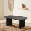Table basse ovale avec finition grain de bois, 39,37 L, noir élégant, base piédestal moderne