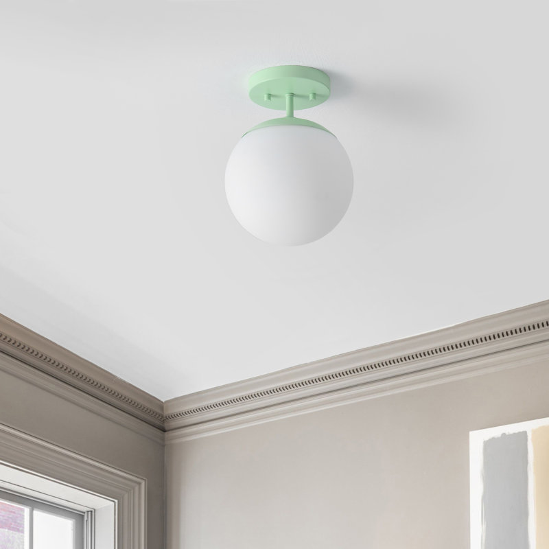 Statler Glass Semi Flush Mount, Mint Green