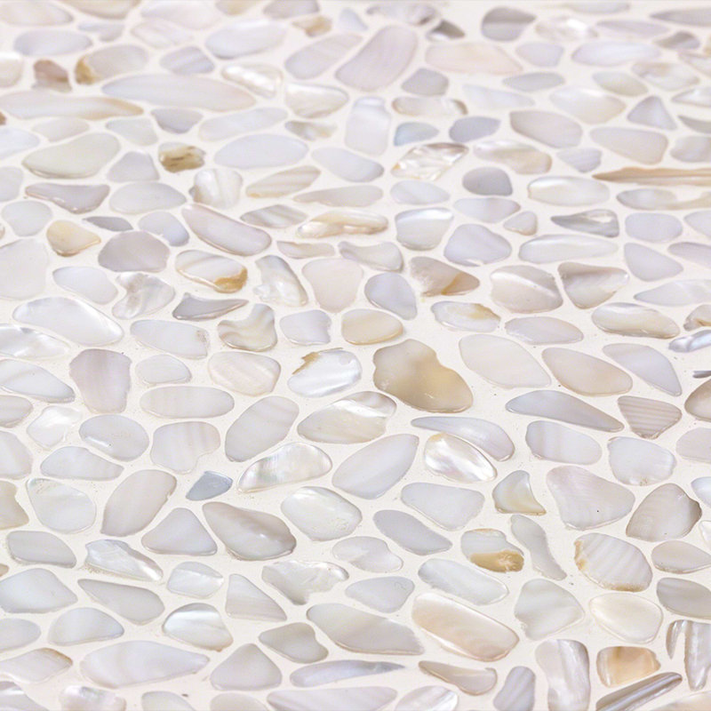 Oyster 12x12 Pebbles Polished Pearl Mosaic Tile