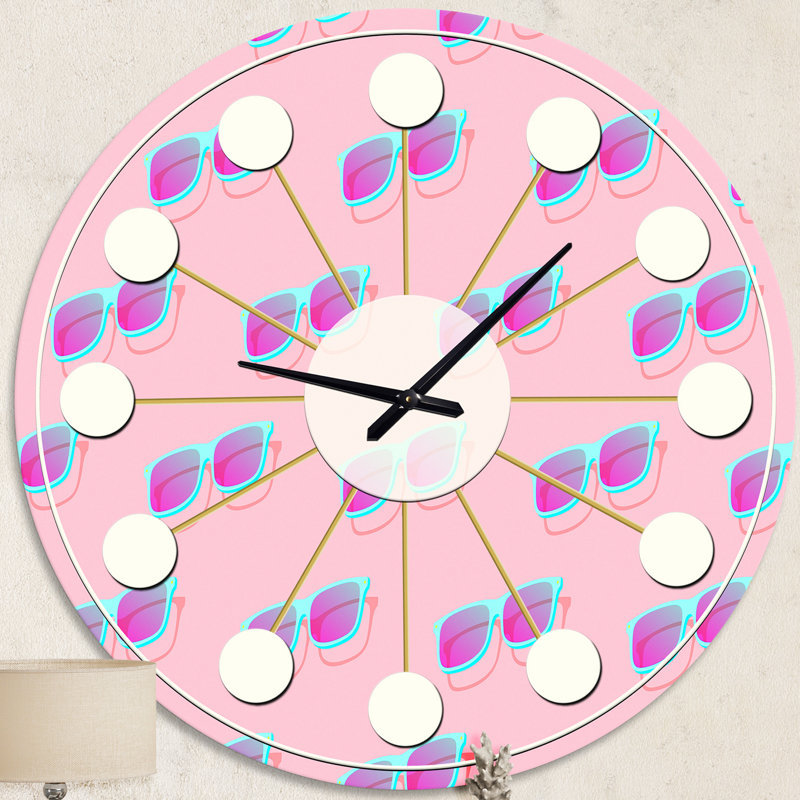 Horloge murale rose Mid-Century, Moyenne