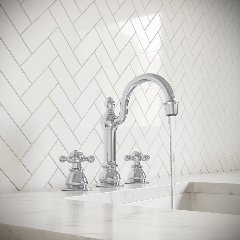 2-handle Bathroom Faucet with Drain Assembly, Cross, Chrome
