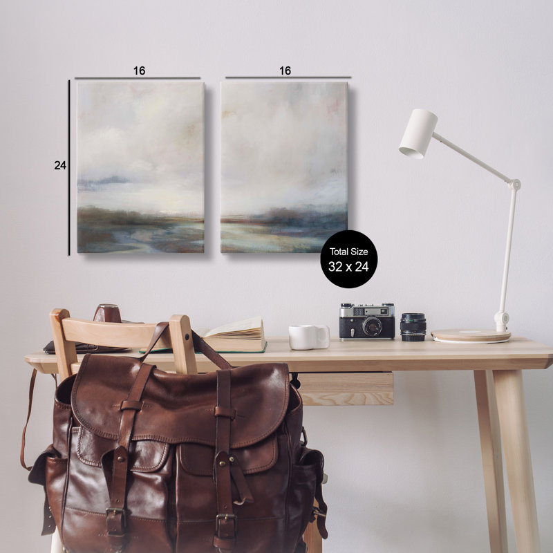 «Moody Clouds Landscape», ensemble de 2 toiles murales par Simon Addyman, H 48 po x l 32 po