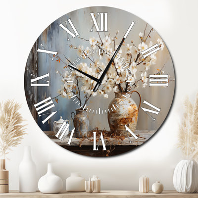 Horloge murale poterie et fleurs