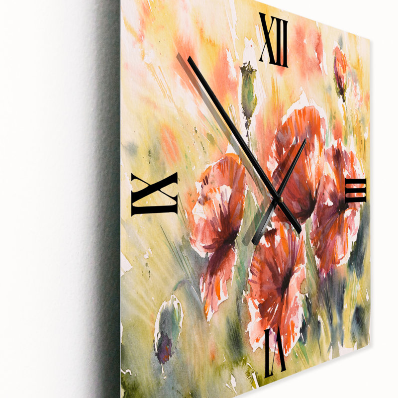 Horloge murale coquelicot sur un champ, Grand