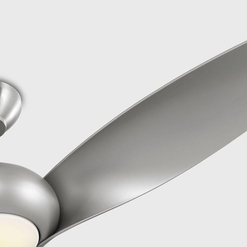 Visual Comfort Fan Topan Smart 52 LED Indoor Ceiling Fan with Threaded Downrod, Silver ABS blades and Handheld Remote, Silver