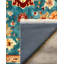 Tapis en mélange de coton et polyester à imprimé numérique Larissa Collection - Bleu sarcelle et rouge-1278874138