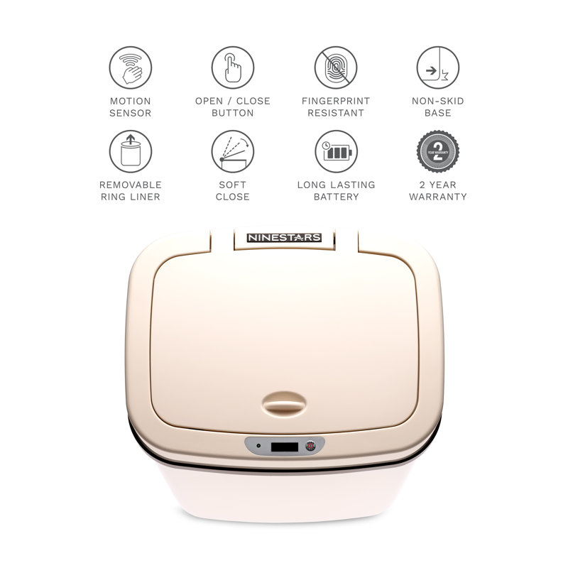 White Plastic Touchless Motion Sensor Trash Can, 3.2 Gallon