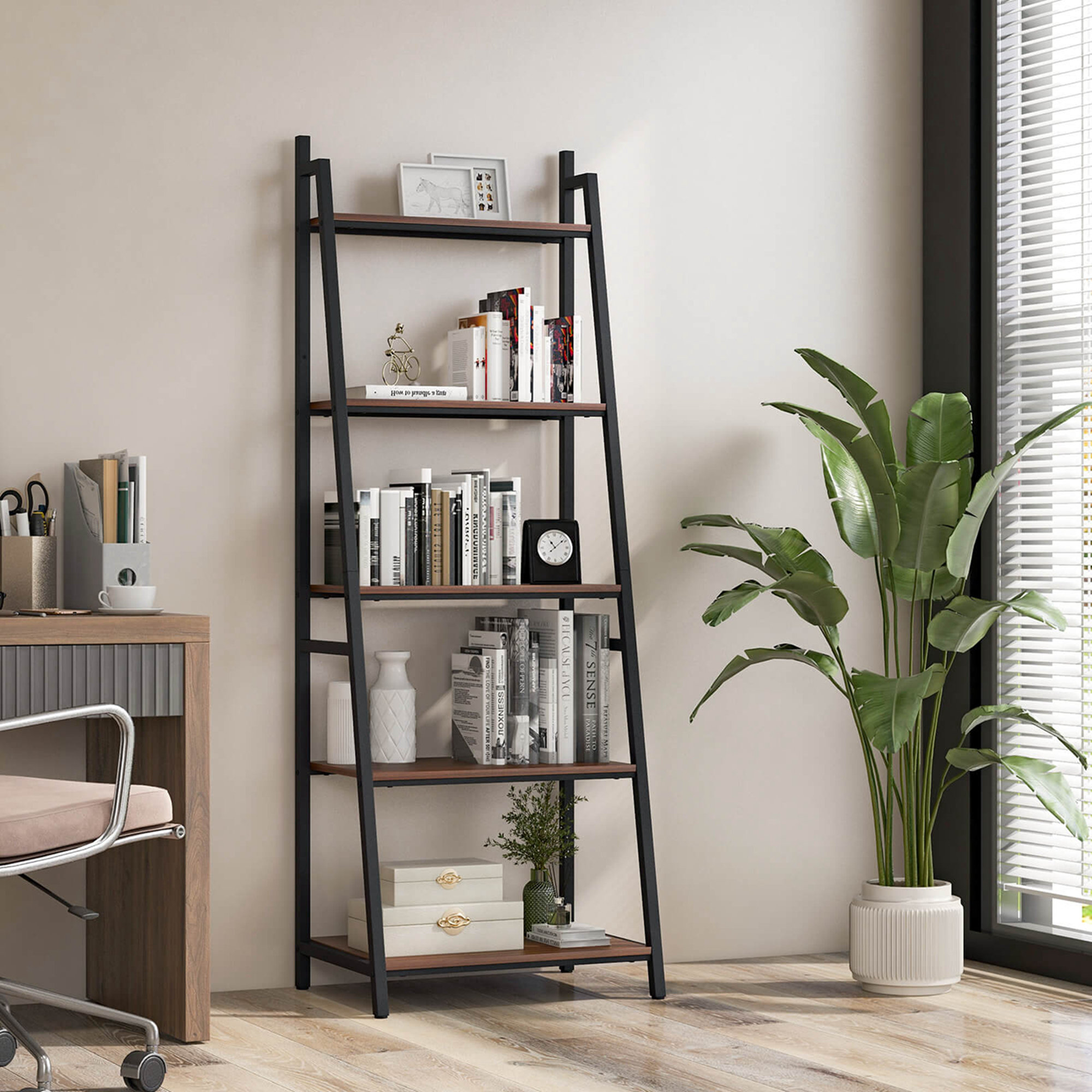 17 Stories 71'' H x 25'' W Metal Ladder Bookcase & Reviews | Wayfair