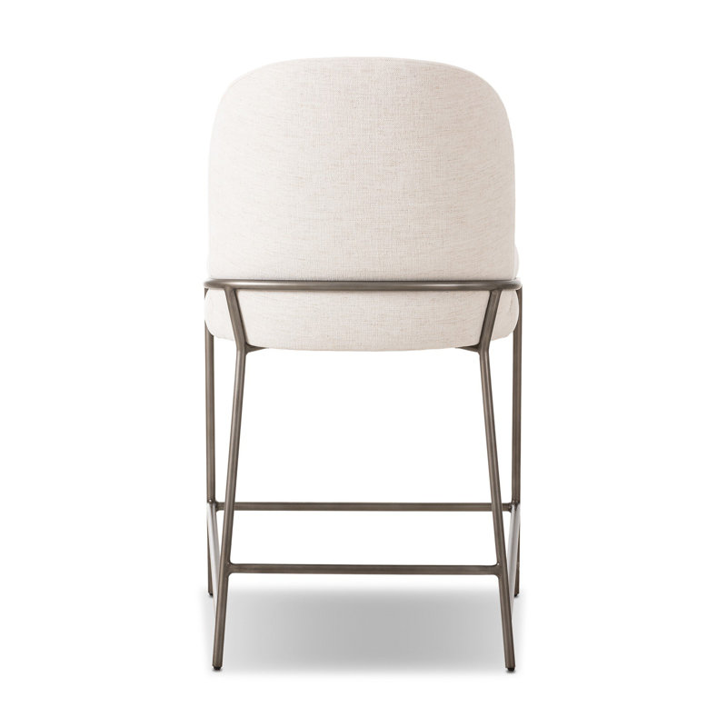 Astrud Upholstered Stool with Metal Frame, Counter Stool (25" Seat Height), Polyester Blend White