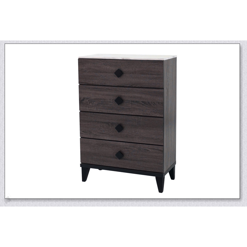 Commode de chambre à coucher de conception moderne avec plateau en faux marbre et rangement spacieux, parfait pour une vie élégante et fonctionnelle.